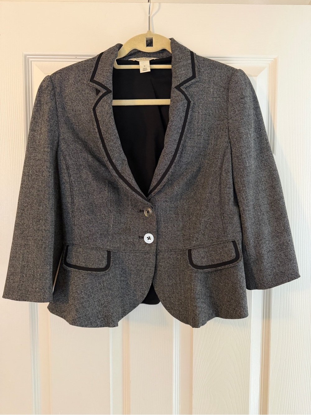 White House Black Market Gray Blazer with Black Trim